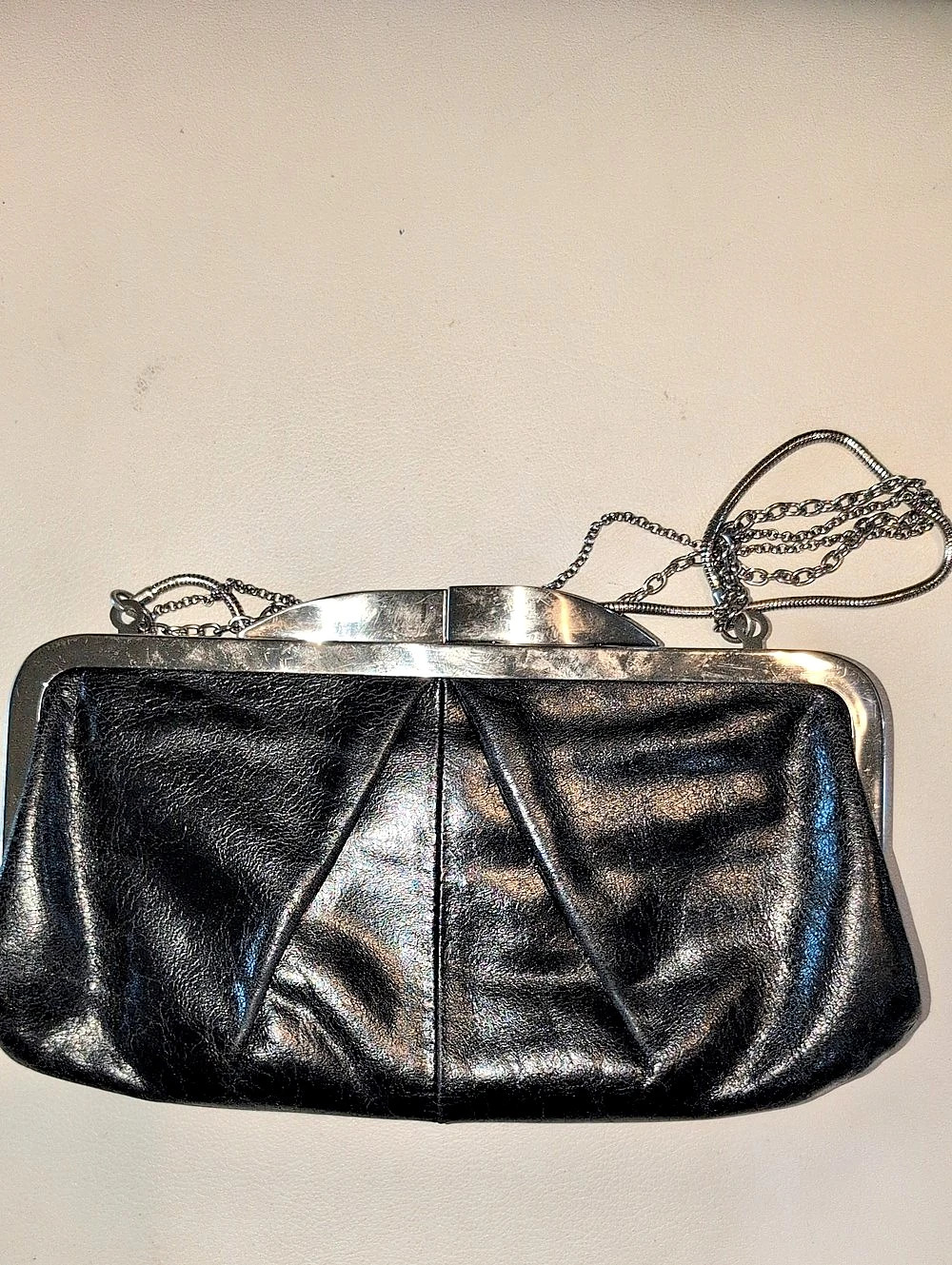 HOBO International Black Leather Hayley Frame Clutch - Vintage